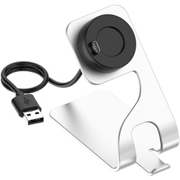 Aluminiowa Stacja Dokująca z kablem USB do zegarków Garmin, Srebrna