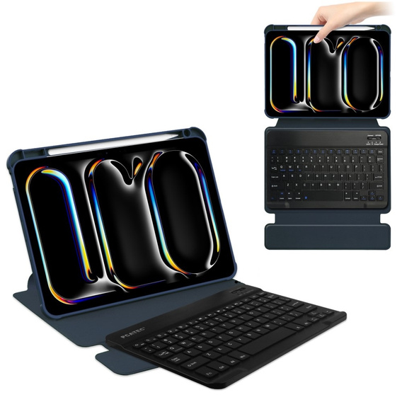 Etui z klawiaturą do iPad Pro 11" 2024 (5 gen.), Rotary 360° Leather, granatowe