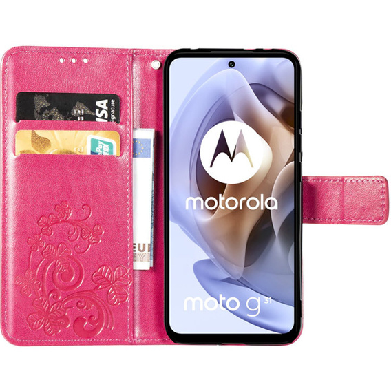 Etui Wallet do Motorola Moto G31 / G41, Clover, Rose Gold