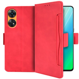 Etui z klapką do Oppo Reno8 T, Card Slot, czerwone