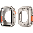2w1 Pełne Etui + Szkło Hartowane do Apple Watch 4/5/6/SE 44MM, Tytanowe/Pomarańczowe