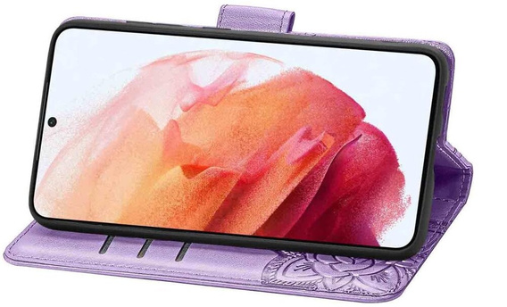 Etui z klapką do Motorola Moto E14, Butterfly, fioletowe