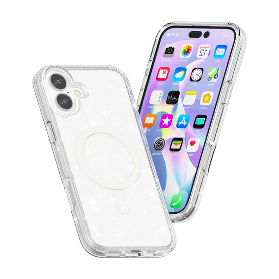 Etui do iPhone 17, do MagSafe, brokatowe, przezroczyste