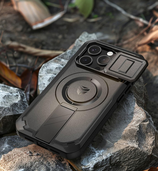 Etui Dexnor do iPhone 15 Pro – magnetyczne, z przesuwaną osłoną aparatu - czarne