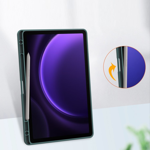 Etui do Samsung Galaxy Tab S9 FE / S10 FE, Smartcase Hybrid, z miejscem na rysik, ciemnozielone
