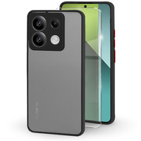 Etui silikonowe do Xiaomi Redmi Note 13 Pro 5G, z ochroną aparatu, przezroczyste / czarne + Szkło hartowane 9H