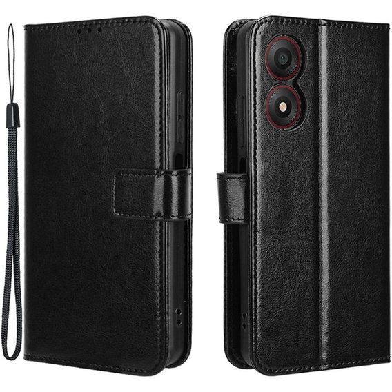 Etui z klapką do ZTE Blade A34, Crazy Horse Wallet, czarne