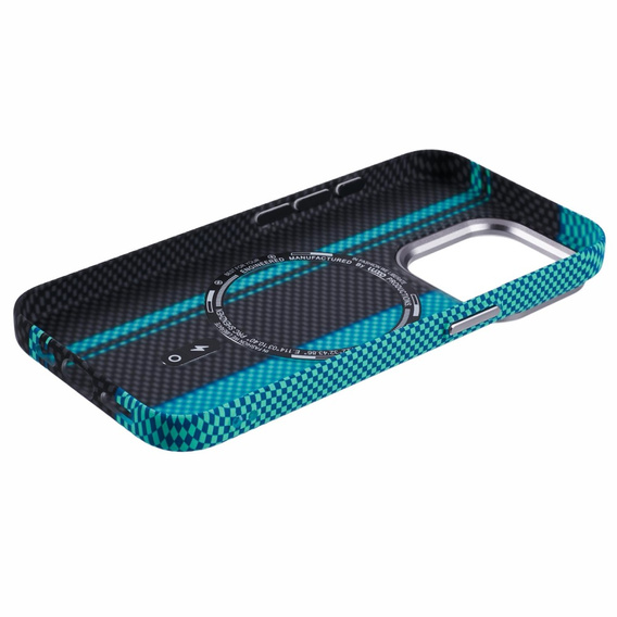 Etui do iPhone 14 Pro Max, Carbon Fiber MagSafe, czarne / niebieskie