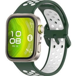 Pasek Silikonowy do Huawei Watch Fit 4 / 4 Pro / 3, Zielony / Biały