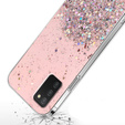 Etui do Samsung Galaxy A03s, Glittery, różowe