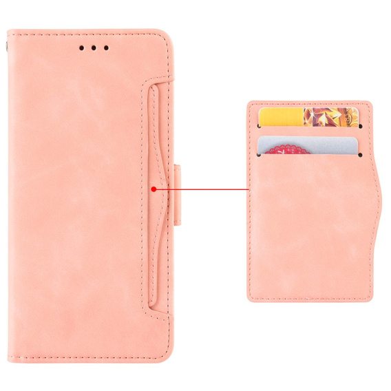 Etui z klapką do Oppo Reno 12FS / 12F, Card Slot, różowe