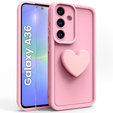 Etui do Samsung Galaxy A36 5G, Silicone Heart, różowe + Szkło hartowane 9H