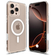Etui ERBORD z MagSafe do iPhone 16 Pro Max, aktywny przycisk, przezroczyste + Szkło hartowane