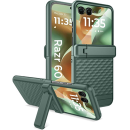 Etui do Motorola Razr 60 Ultra, PC Kickstand Case, ze szkłem, zielone