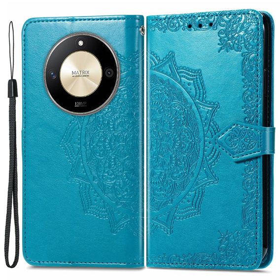 Etui z klapką do Honor Magic 6 Lite 5G, Mandala, niebieskie