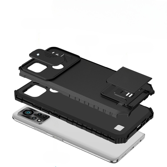 Etui pancerne do Infinix Hot 11s, Obudowa Camshield Case z podstawką, Czarne