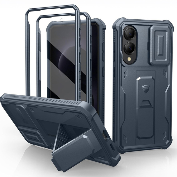Dexnor wytrzymałe etui do Samsung Galaxy S25 Edge z osłoną kamery i podstawką - granatowe