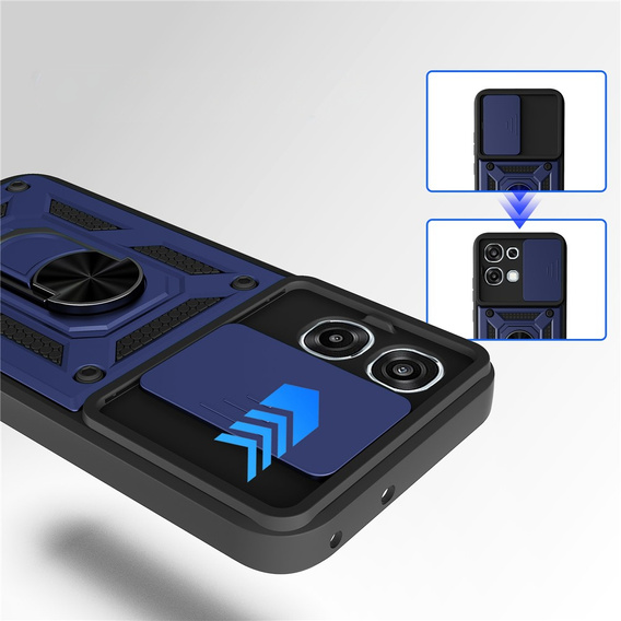 Etui pancerne do Oppo A6 Pro 5G, CamShield Slide, niebieskie