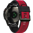 Pasek Silikonowy do Garmin Fenix 5X/6X/7X, Czerwony / Czarny