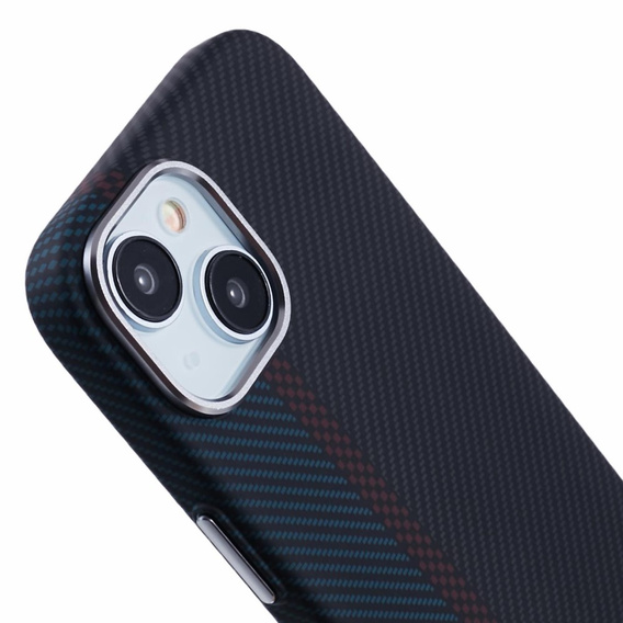 Etui do iPhone 14, Carbon Fiber MagSafe, czarne / niebieskie