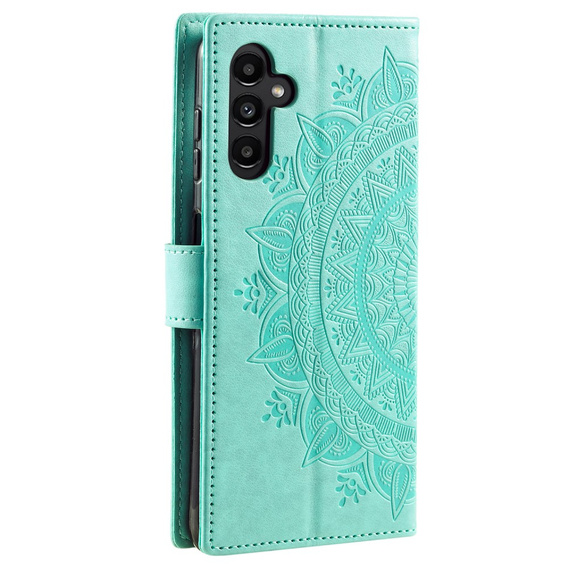 Etui z klapką do Samsung Galaxy A25 5G , Mandala Flower, zielone + szkło 9H 
