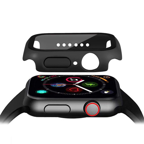 2w1 Etui + Szkło Hartowane do Apple Watch 4/5/6/SE 40MM, Czarne