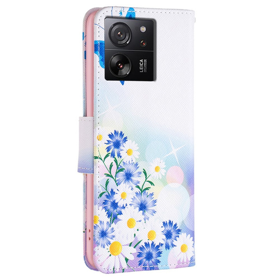 Etui z klapką do Xiaomi 13T / 13T Pro, Wallet, Butterfly & Flowers białe
