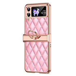 Etui do Samsung Galaxy Z Flip 4 5G, Rhombus Grid, różowe