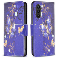 Etui z klapką do Samsung Galaxy A25 5G, Butterfly, fioletowe + szkło 9H