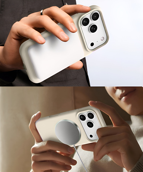 Etui silikonowe do iPhone 17 Pro - kompatybilne z MagSafe, antywstrząsowe,beżowe