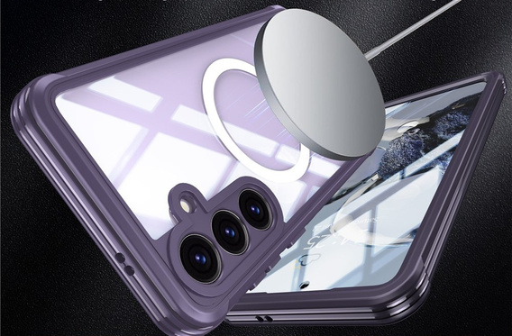 Etui do Samsung Galaxy S25 FE, Shockproof, ze szkłem, do MagSafe, fioletowe