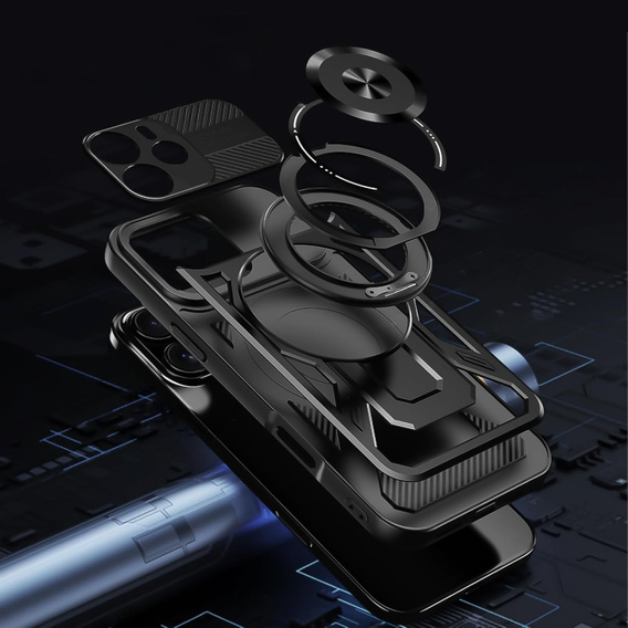 Etui Magnetyczne z Podstawką do Xiaomi Redmi Note 14 4G – Czarne