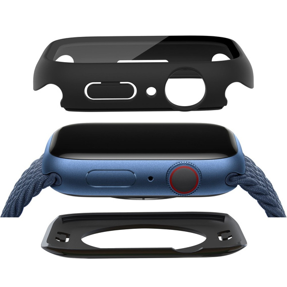 2w1 Etui + Szkło Hartowane do Apple Watch 7/8/9 45MM, Czarne