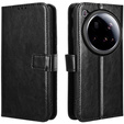 Etui z klapką do Xiaomi 15 Ultra, Crazy Horse Wallet, czarne