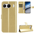 Etui z klapką do OnePlus Nord 4, Crazy Horse Wallet, złote