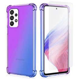 Zestaw Etui Anti-Shock do Samsung Galaxy A53 5G, Gradient Fioletowe / Niebieskie + szkło