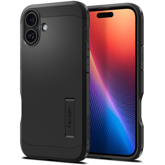 Etui Spigen do iPhone 16 Plus, Tough Armor Mag MagSafe, czarne + Szkło Hartowane 9H