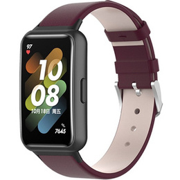 Pasek ze skóry naturalnej do Huawei Band 7, Burgundy