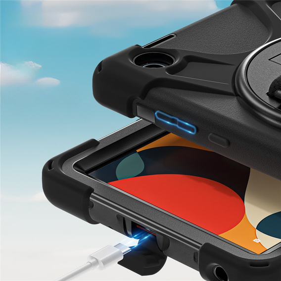 Pancerne etui do Lenovo Tab One 8,7", z podstawką i paskiem na ramię – czarne