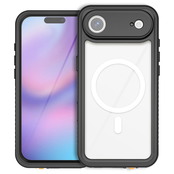 Etui Wodoodporne IP68 do iPhone Air, Redpepper, do MagSafe, przezroczyste z czarną ramką
