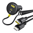 Baseus – Okrągła ładowarka samochodowa 60 W USB-A + USB-C + Lightning - czarna
