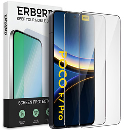 2x Szkło Hartowane do Xiaomi Poco F7 Pro, ERBORD 9H Hard Glass, szybka