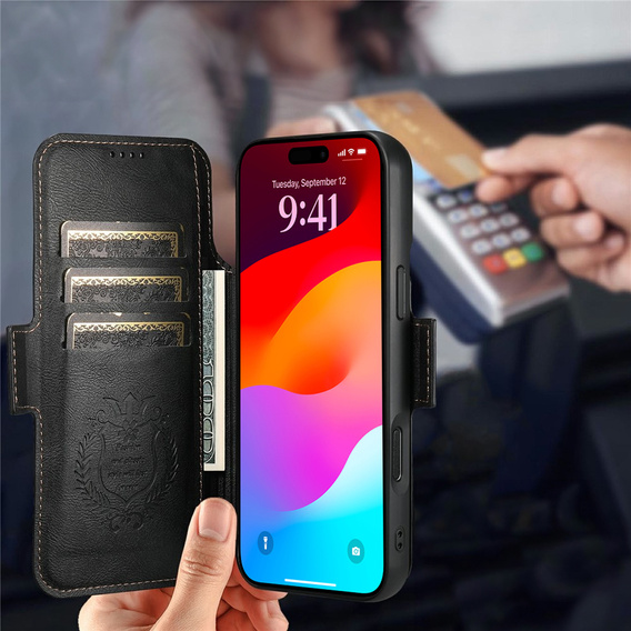 Etui z klapką 2w1 SUTENI do iPhone 17 Pro Max, do MagSafe, czarne