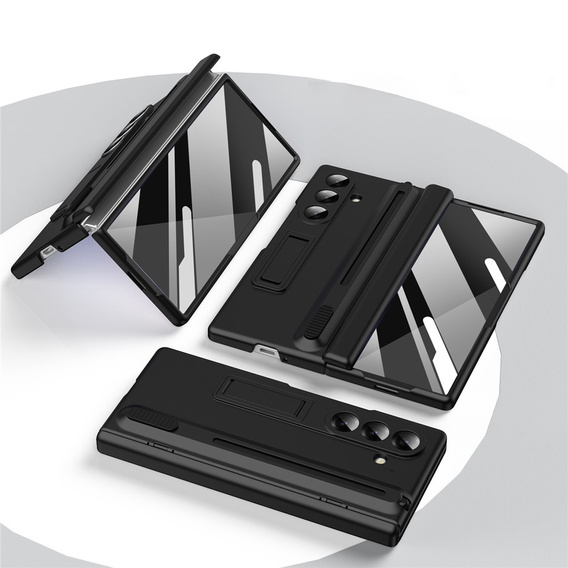 Etui do Samsung Galaxy Z Fold7 5G, z podstawką, szkłem i rysikiem - czarne