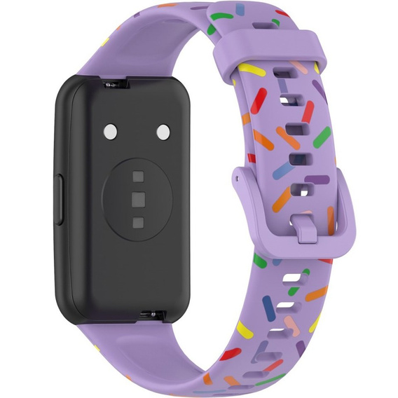Pasek Silikonowy do Huawei Band 7, Fioletowy / Wielokolorowy