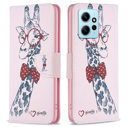 Etui z klapką do Xiaomi Redmi Note 12 4G, Wallet, Giraffe różowe
