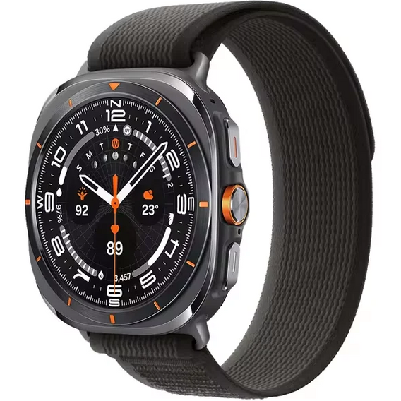 Pasek Nylonowy do Samsung Galaxy Watch Ultra 47mm (2025 / 2024) , Szary / Pomarańczowy