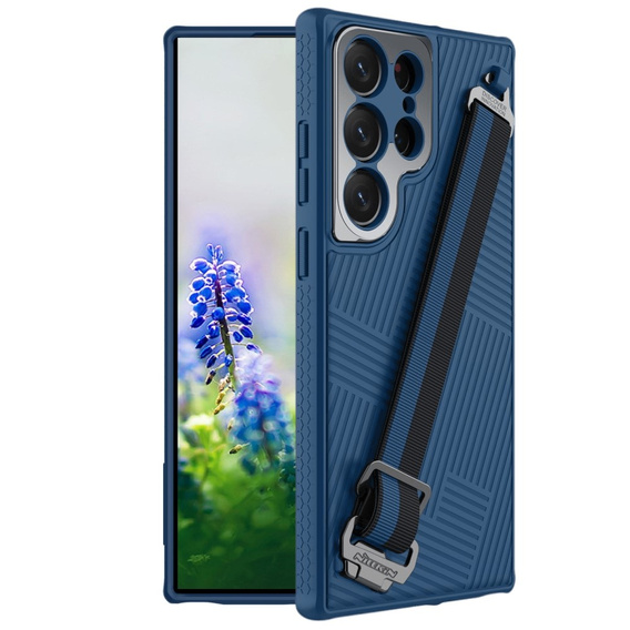 Etui NILLKIN do Samsung Galaxy S23 Ultra, Stripe Design z rączką, niebieskie