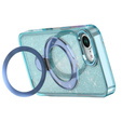 Etui do iPhone 16e, Glittery Magnetic Kickstand, niebieskie