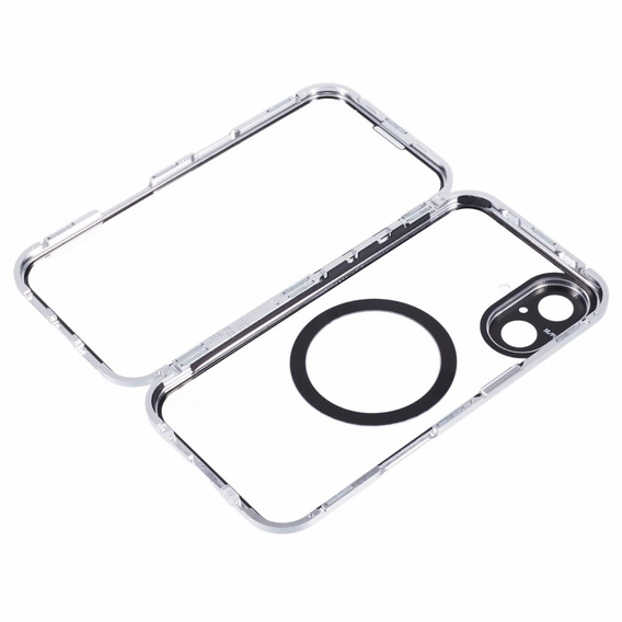 Etui Magnetic Dual Glass MagSafe do iPhone 16, srebrne